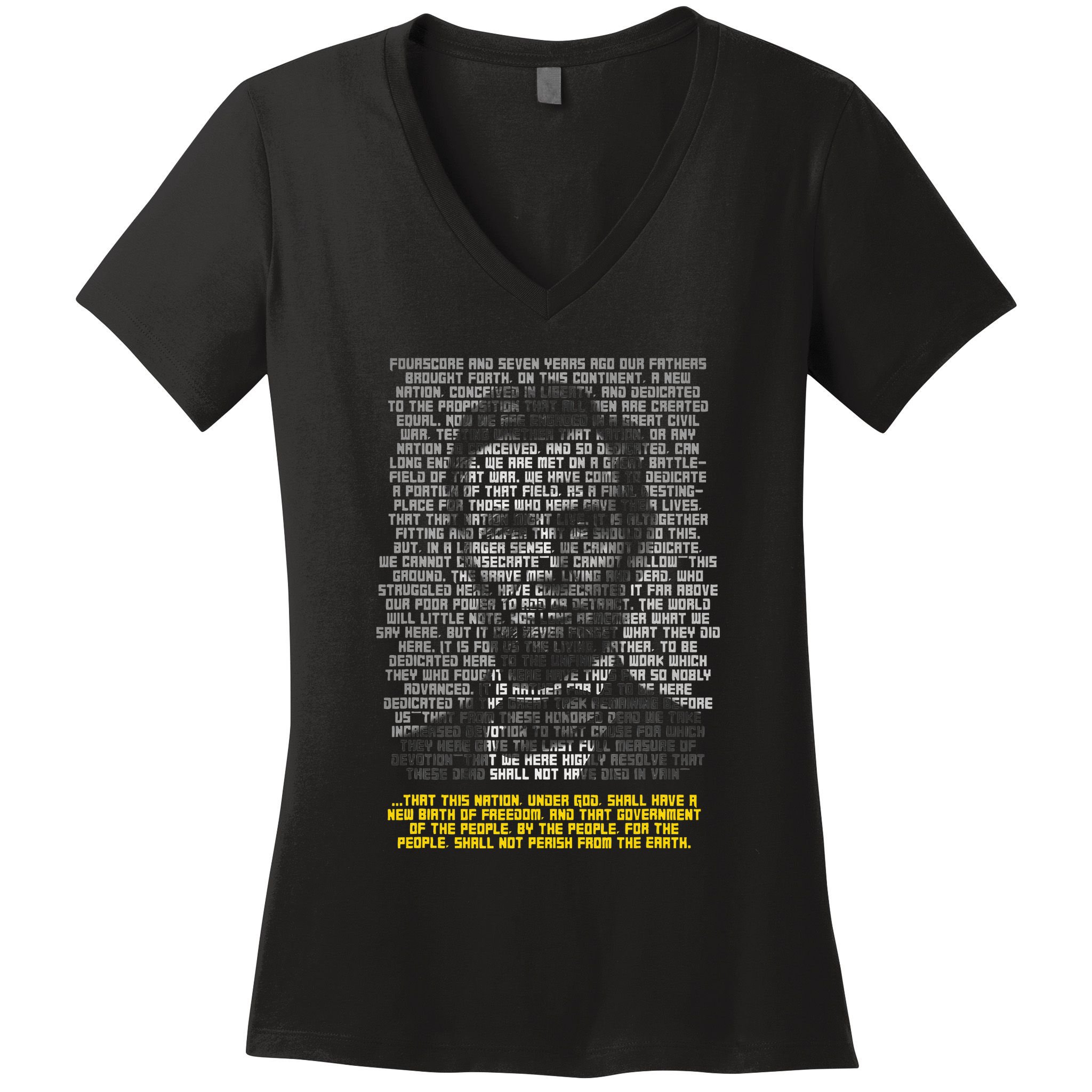 Abraham Lincoln Portrait Gettysburg Address Women's V-Neck T-Shirt