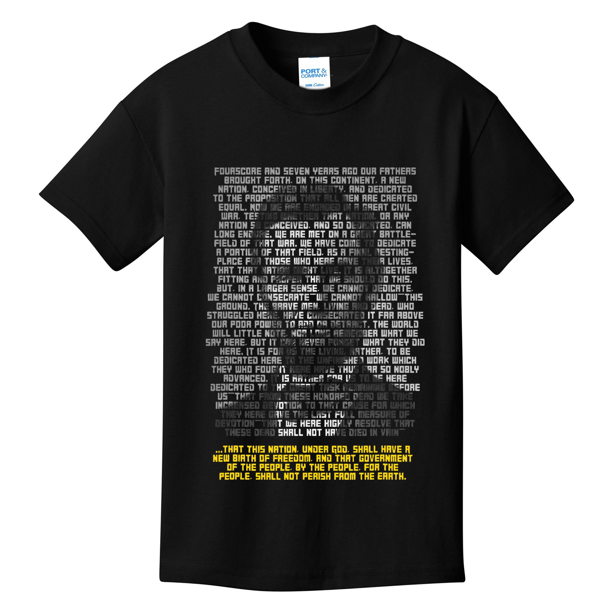 Abraham Lincoln Portrait Gettysburg Address Kids T-Shirt