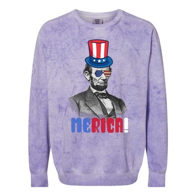 Abraham Lincoln President 4th Of July Gift Merica Gift Colorblast Crewneck Sweatshirt