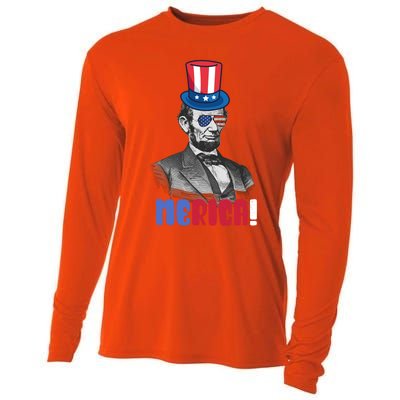 Abraham Lincoln President 4th Of July Gift Merica Gift Cooling Performance Long Sleeve Crew