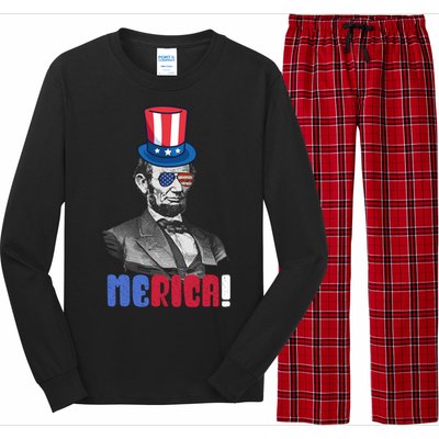 Abraham Lincoln President 4th Of July Gift Merica Gift Long Sleeve Pajama Set