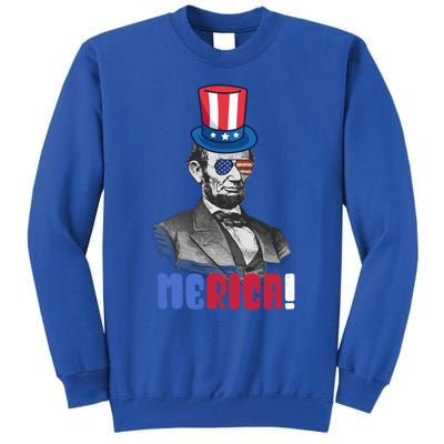 Abraham Lincoln President 4th Of July Gift Merica Gift Tall Sweatshirt