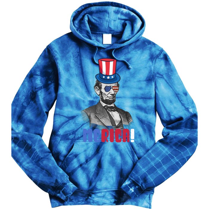 Abraham Lincoln President 4th Of July Gift Merica Gift Tie Dye Hoodie