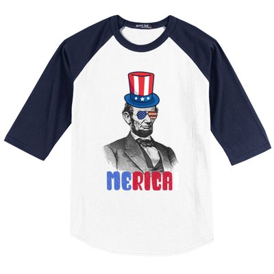 Abraham Lincoln President 4th Of July Gift Merica Gift Baseball Sleeve Shirt