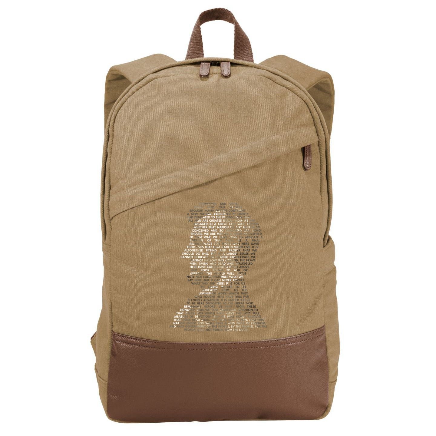 Abraham Lincoln Portrait Gettysburg Address Cotton Canvas Backpack