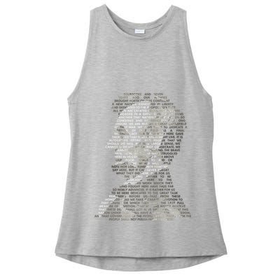 Abraham Lincoln Portrait Gettysburg Address Ladies PosiCharge Tri-Blend Wicking Tank
