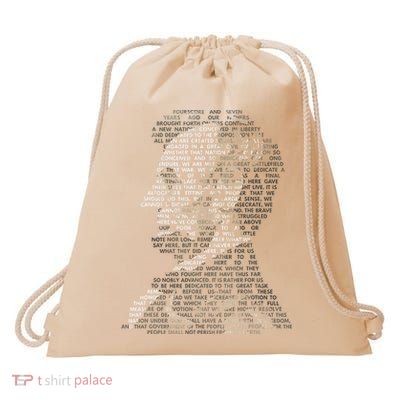 Abraham Lincoln Portrait Gettysburg Address Drawstring Bag