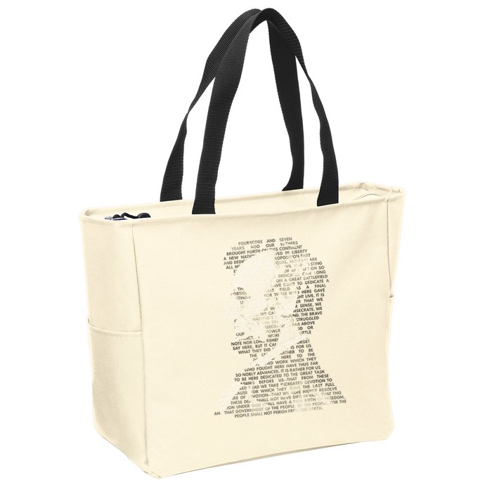 Abraham Lincoln Portrait Gettysburg Address Zip Tote Bag