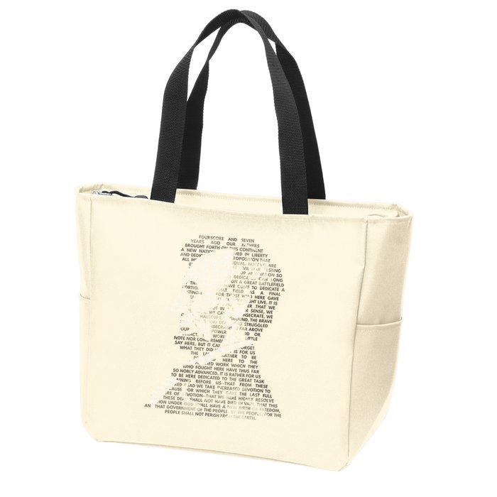 Abraham Lincoln Portrait Gettysburg Address Zip Tote Bag