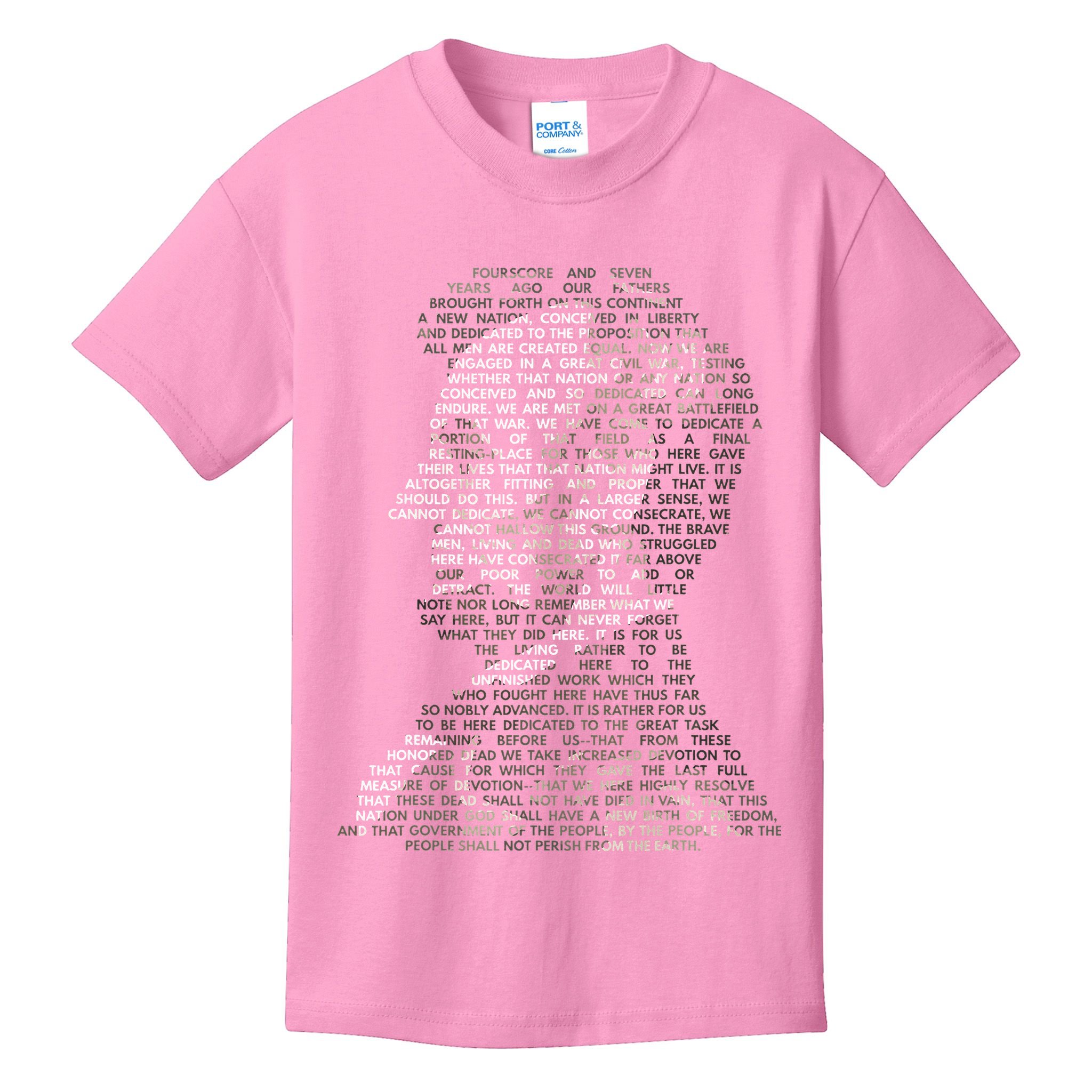 Abraham Lincoln Portrait Gettysburg Address Kids T-Shirt