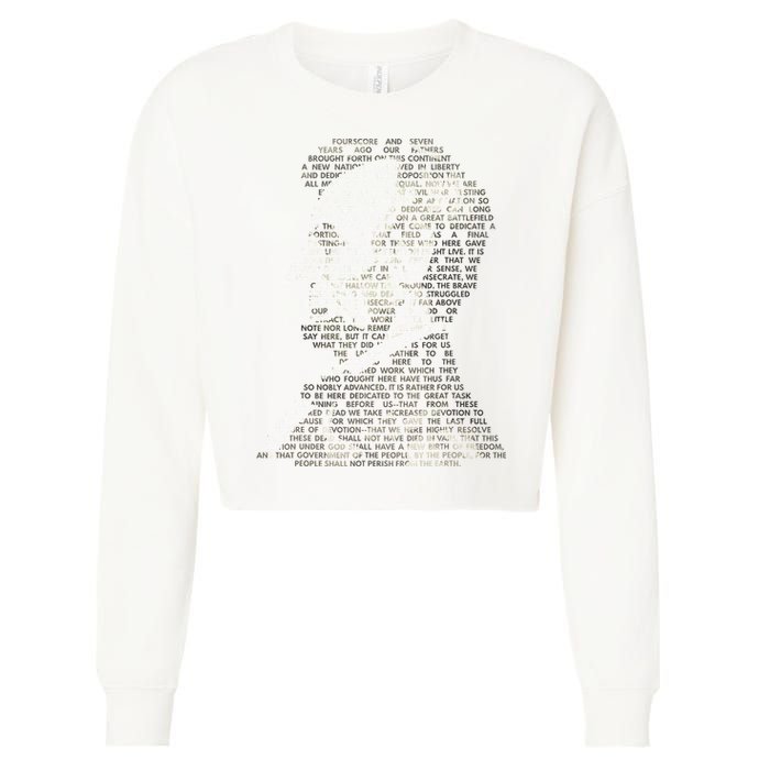 Abraham Lincoln Portrait Gettysburg Address Cropped Pullover Crew
