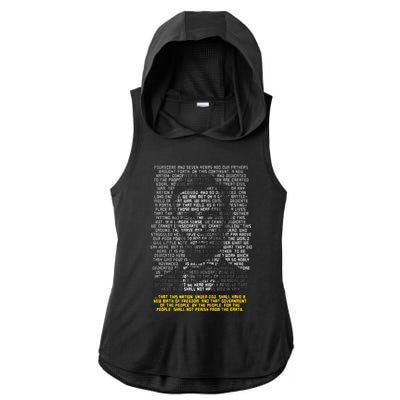 Abraham Lincoln Portrait Gettysburg Address Ladies PosiCharge Tri-Blend Wicking Draft Hoodie Tank