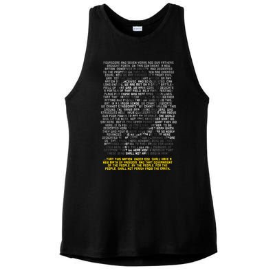 Abraham Lincoln Portrait Gettysburg Address Ladies PosiCharge Tri-Blend Wicking Tank