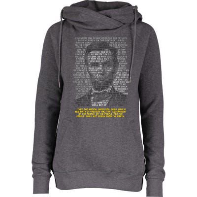 Abraham Lincoln Portrait Gettysburg Address Womens Funnel Neck Pullover Hood