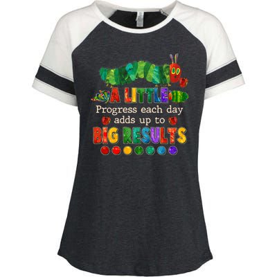 A Little Progress Each Day Adds Up To Big Results Enza Ladies Jersey Colorblock Tee