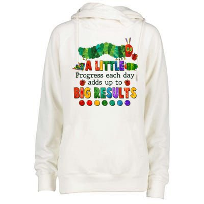 A Little Progress Each Day Adds Up To Big Results Womens Funnel Neck Pullover Hood