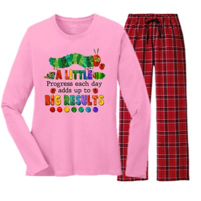 A Little Progress Each Day Adds Up To Big Results Women's Long Sleeve Flannel Pajama Set 