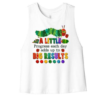 A Little Progress Each Day Adds Up To Big Results Women's Racerback Cropped Tank