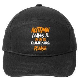 Autumn Leaves & Pumpkins Please Graphic 7-Panel Snapback Hat