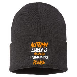 Autumn Leaves & Pumpkins Please Graphic Sustainable Knit Beanie