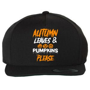 Autumn Leaves & Pumpkins Please Graphic Wool Snapback Cap