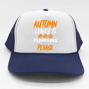 Autumn Leaves & Pumpkins Please Graphic Trucker Hat