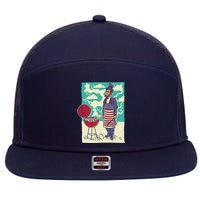 Abe Lincoln Patriotic Barbeque BBQ 7 Panel Mesh Trucker Snapback Hat