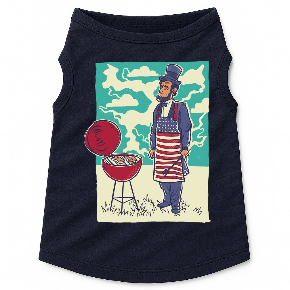 Abe Lincoln Patriotic Barbeque BBQ Doggie Tank