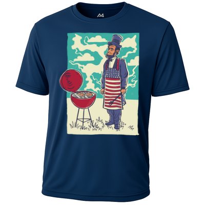 Abe Lincoln Patriotic Barbeque BBQ Performance Shirt