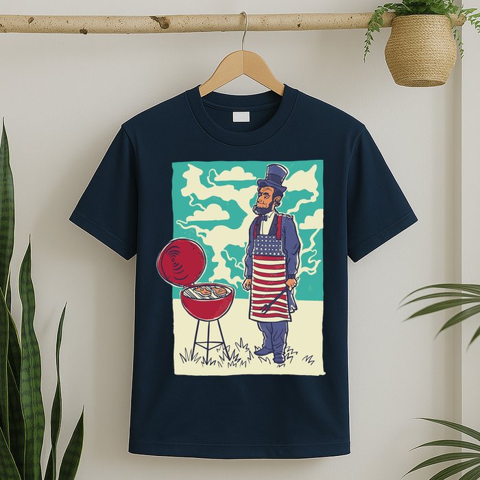 Abe Lincoln Patriotic Barbeque BBQ T-Shirt