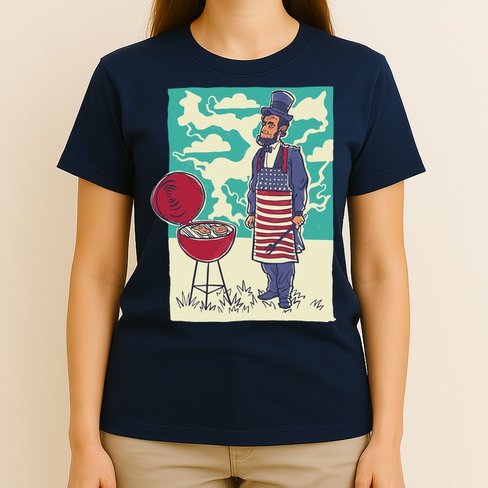 Abe Lincoln Patriotic Barbeque BBQ T-Shirt