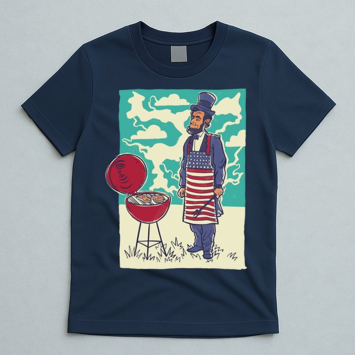 Abe Lincoln Patriotic Barbeque BBQ T-Shirt