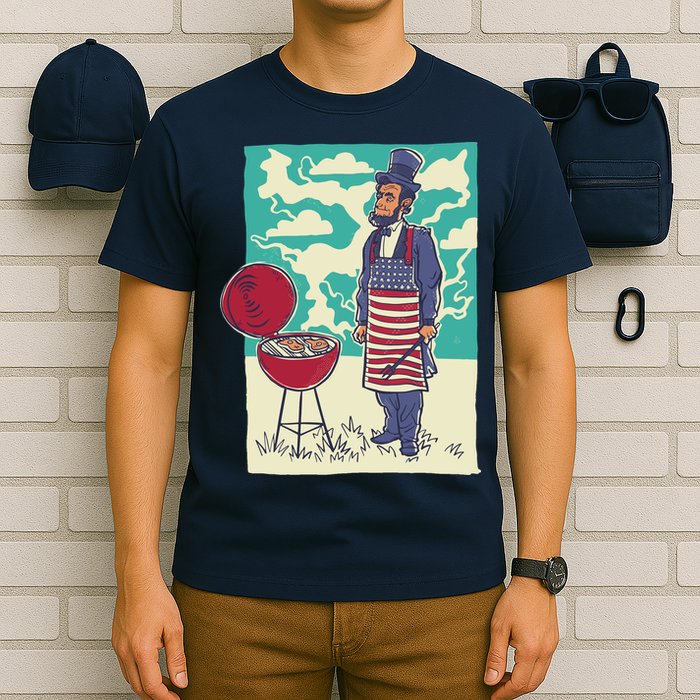 Abe Lincoln Patriotic Barbeque BBQ T-Shirt