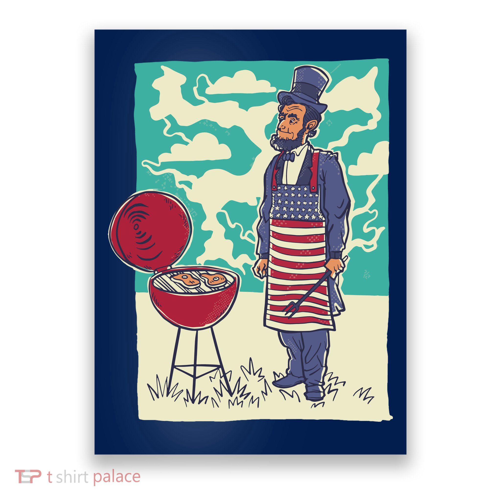 Abe Lincoln Patriotic Barbeque BBQ Poster