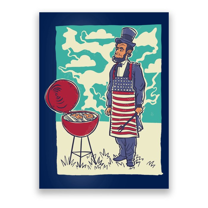 Abe Lincoln Patriotic Barbeque BBQ Poster