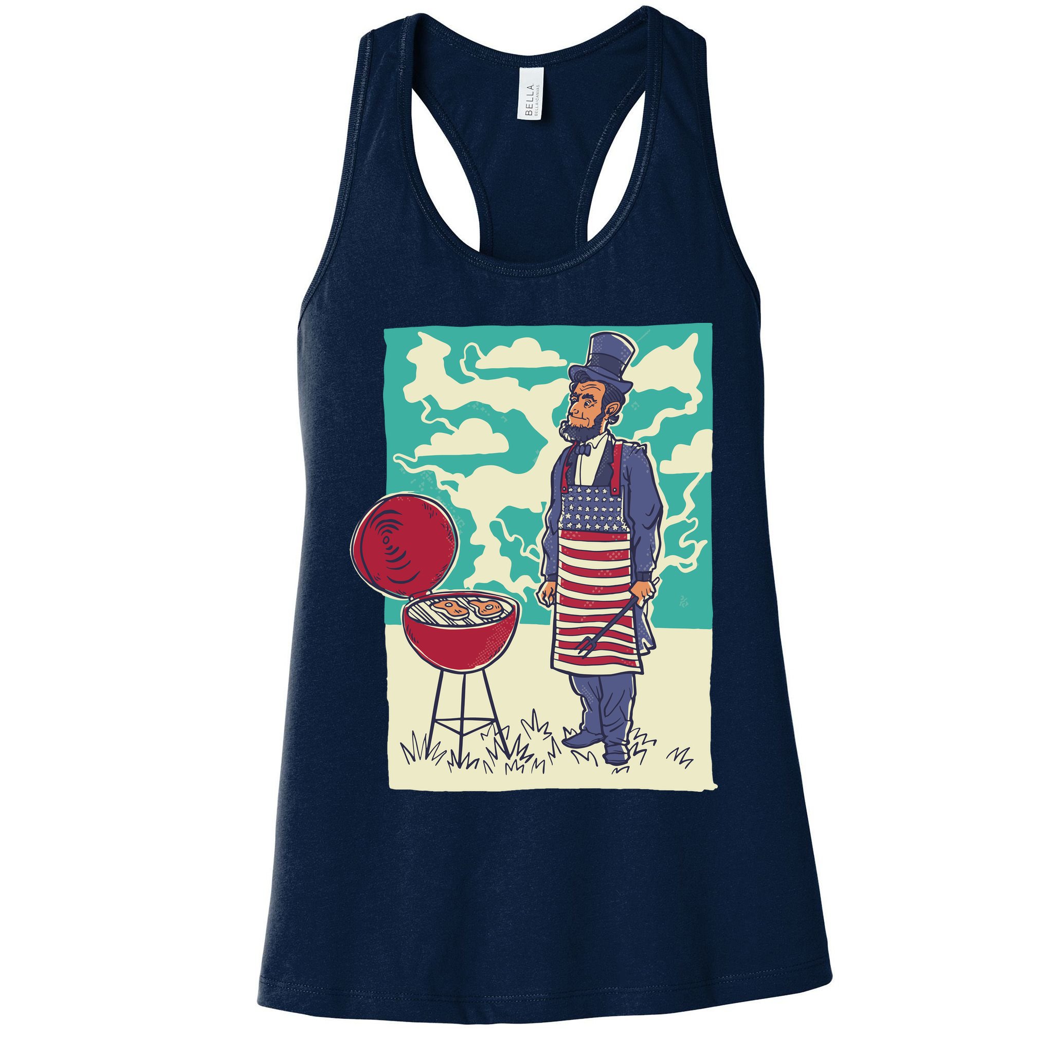 Abe Lincoln Patriotic Barbeque BBQ Womens Tank Top