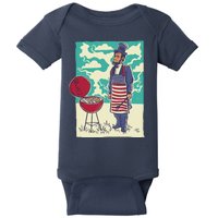 Abe Lincoln Patriotic Barbeque BBQ Baby Bodysuit