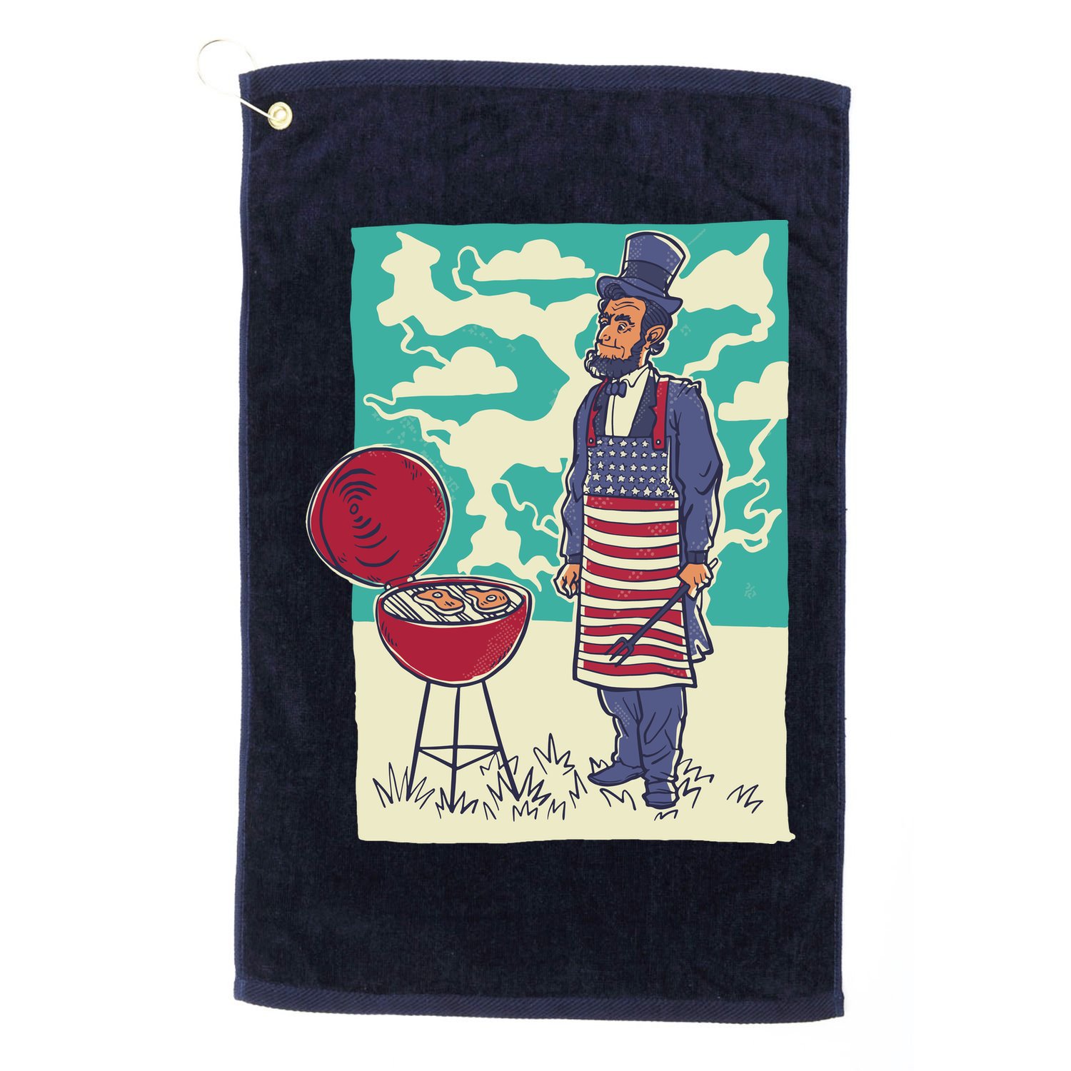 Abe Lincoln Patriotic Barbeque BBQ Golf Towel