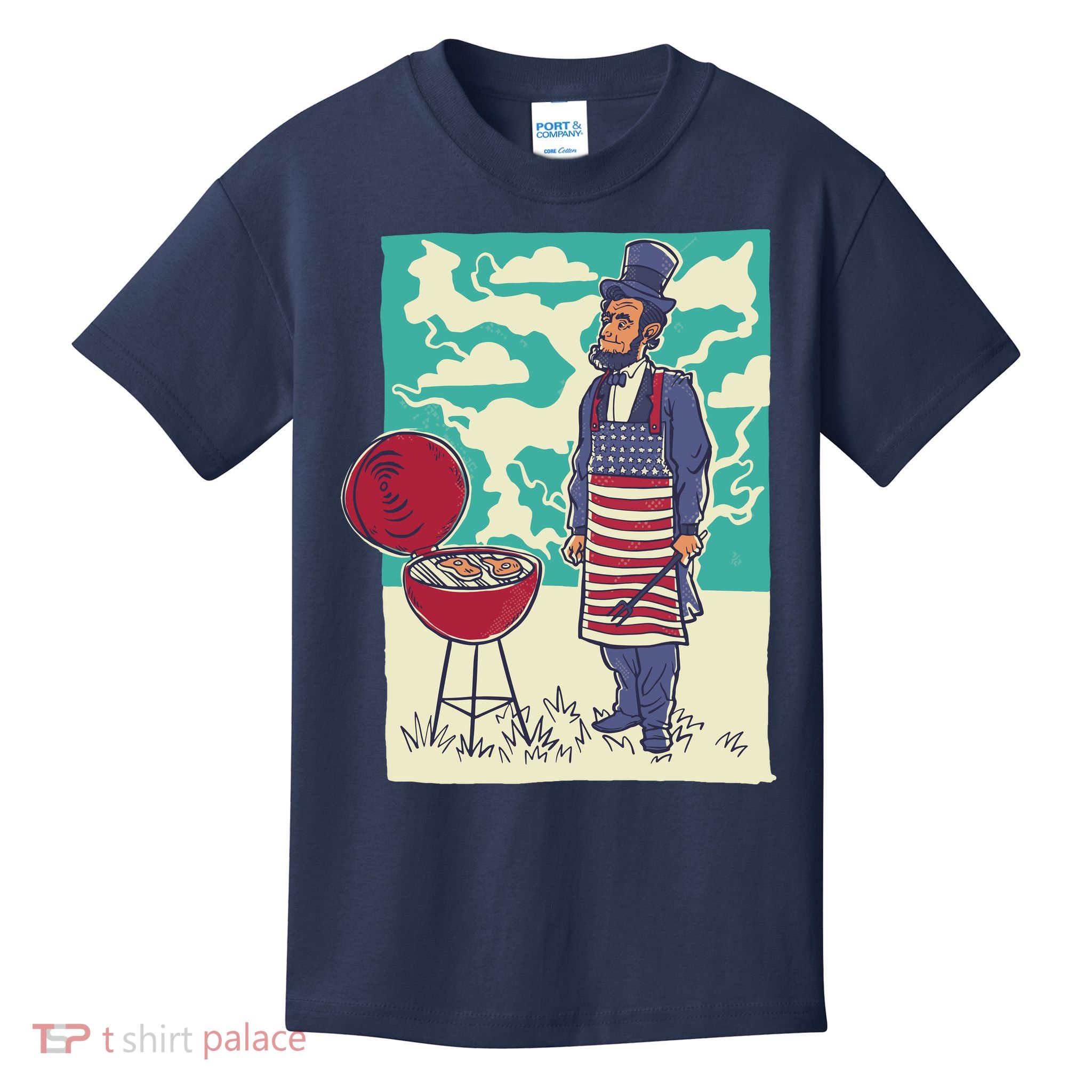 Abe Lincoln Patriotic Barbeque BBQ Kids T-Shirt