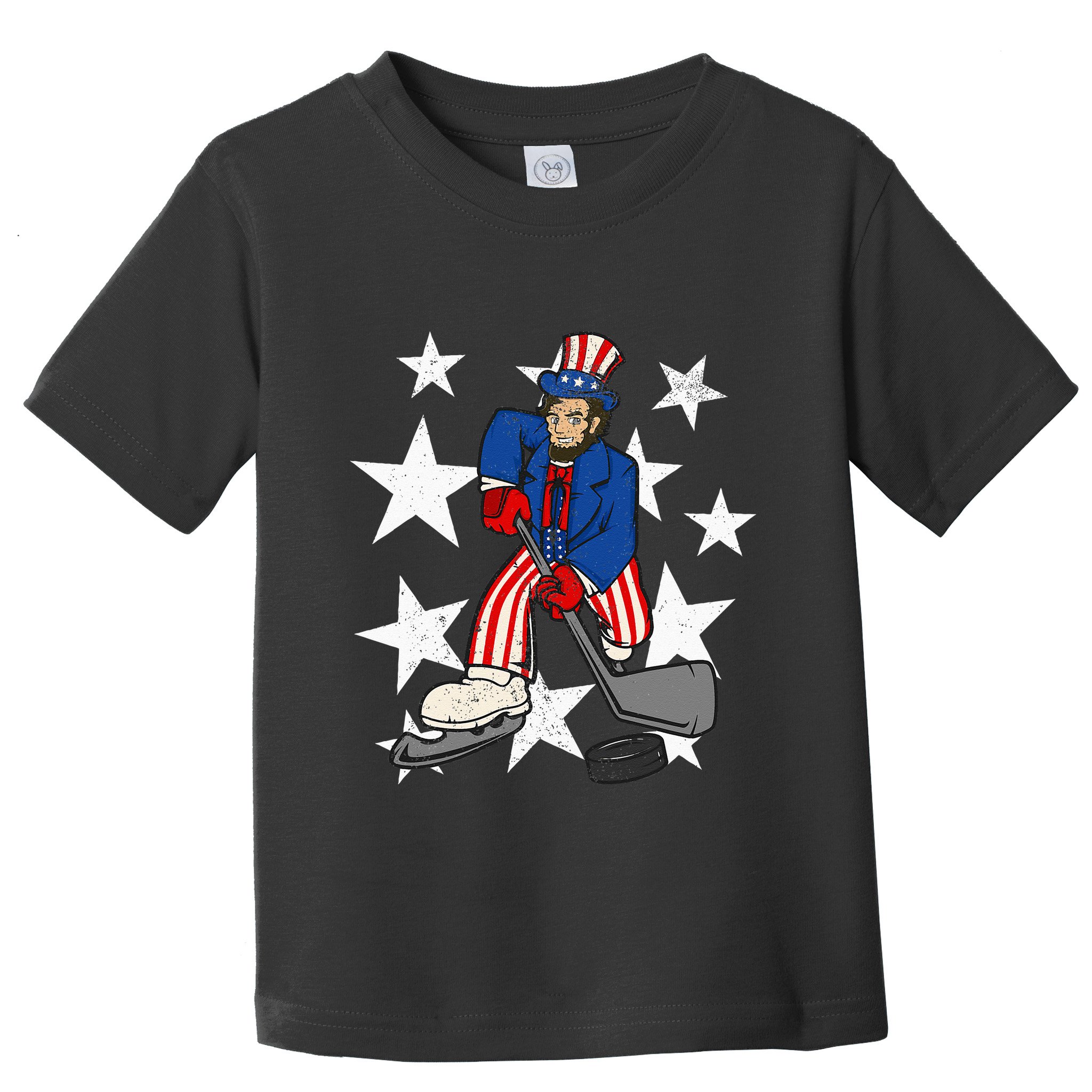Abraham Lincoln Playing Hockey Funny 4th of July Hockey Toddler T-Shirt