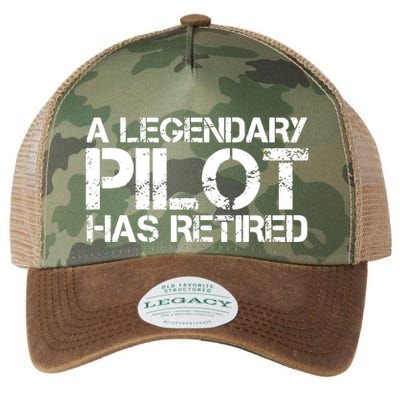 A LEGENDARY PILOT HAS RETIRED Funny Retirement Copilot Gift Legacy Tie Dye Trucker Hat