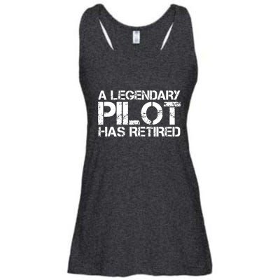 A LEGENDARY PILOT HAS RETIRED Funny Retirement Copilot Gift Ladies Essential Flowy Tank