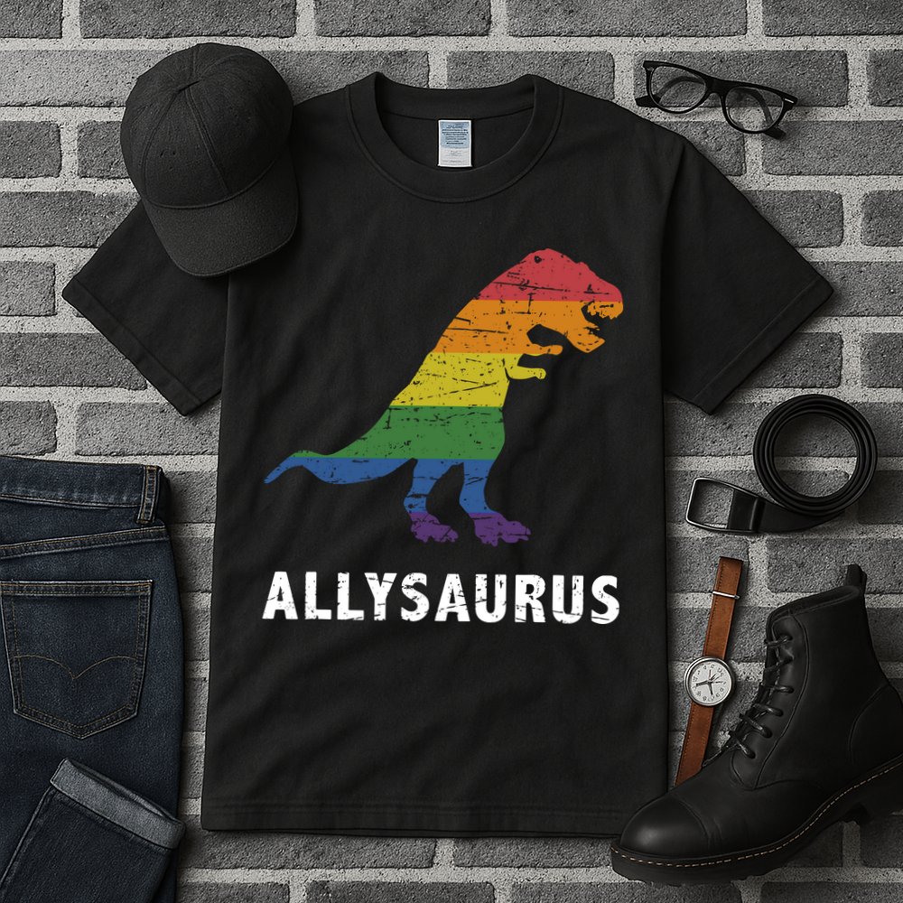 Ally LGBT Pride Allysaurus Dinosaur Tall T-Shirt