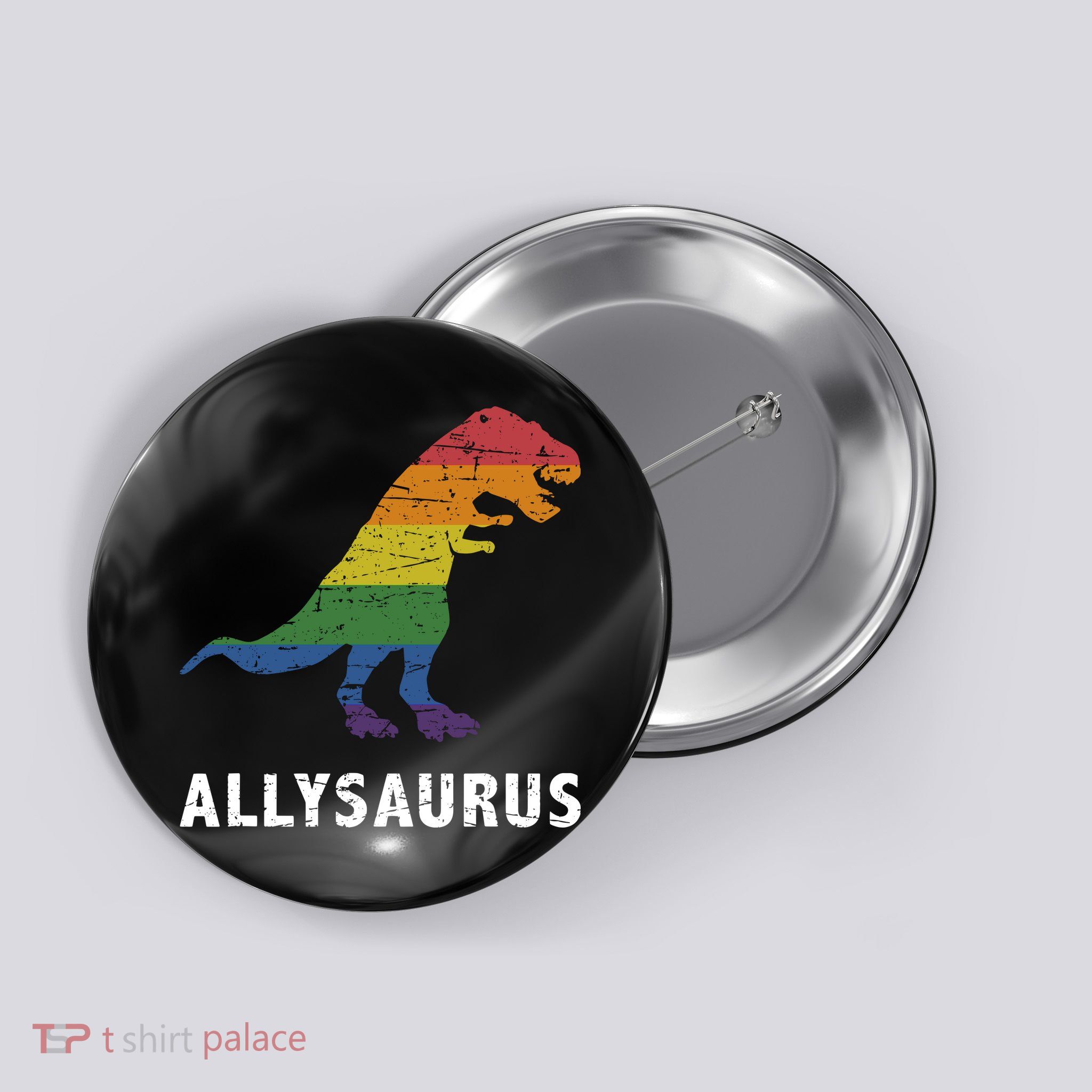 Ally LGBT Pride Allysaurus Dinosaur Button