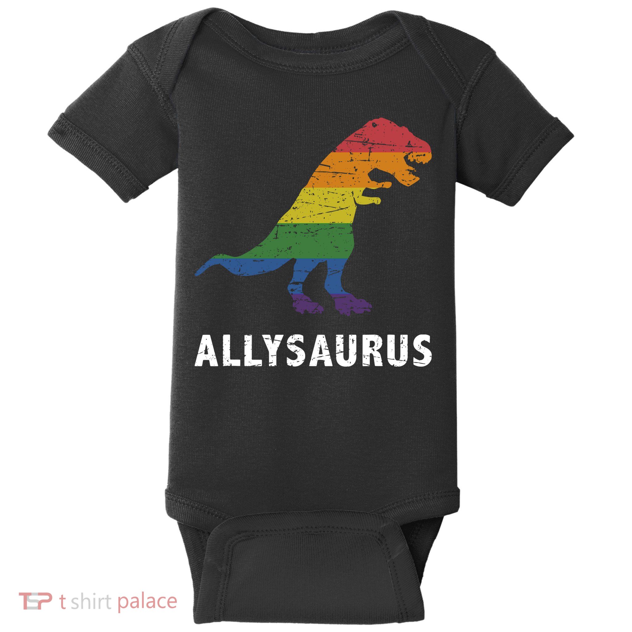 Ally LGBT Pride Allysaurus Dinosaur Baby Bodysuit