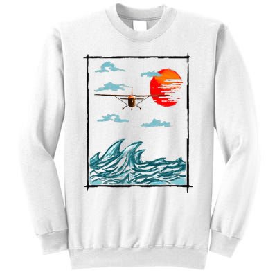 Airplane Lover Present Airplane Over Waves Sweatshirt