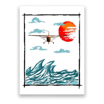 Airplane Lover Present Airplane Over Waves Poster