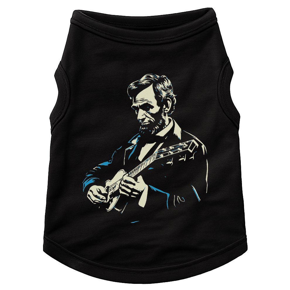 Abraham Lincoln Playing Guitar Retro Founding Fathers Doggie Tank