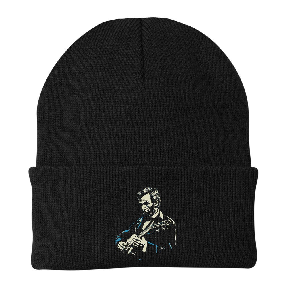 Abraham Lincoln Playing Guitar Retro Founding Fathers Beanie