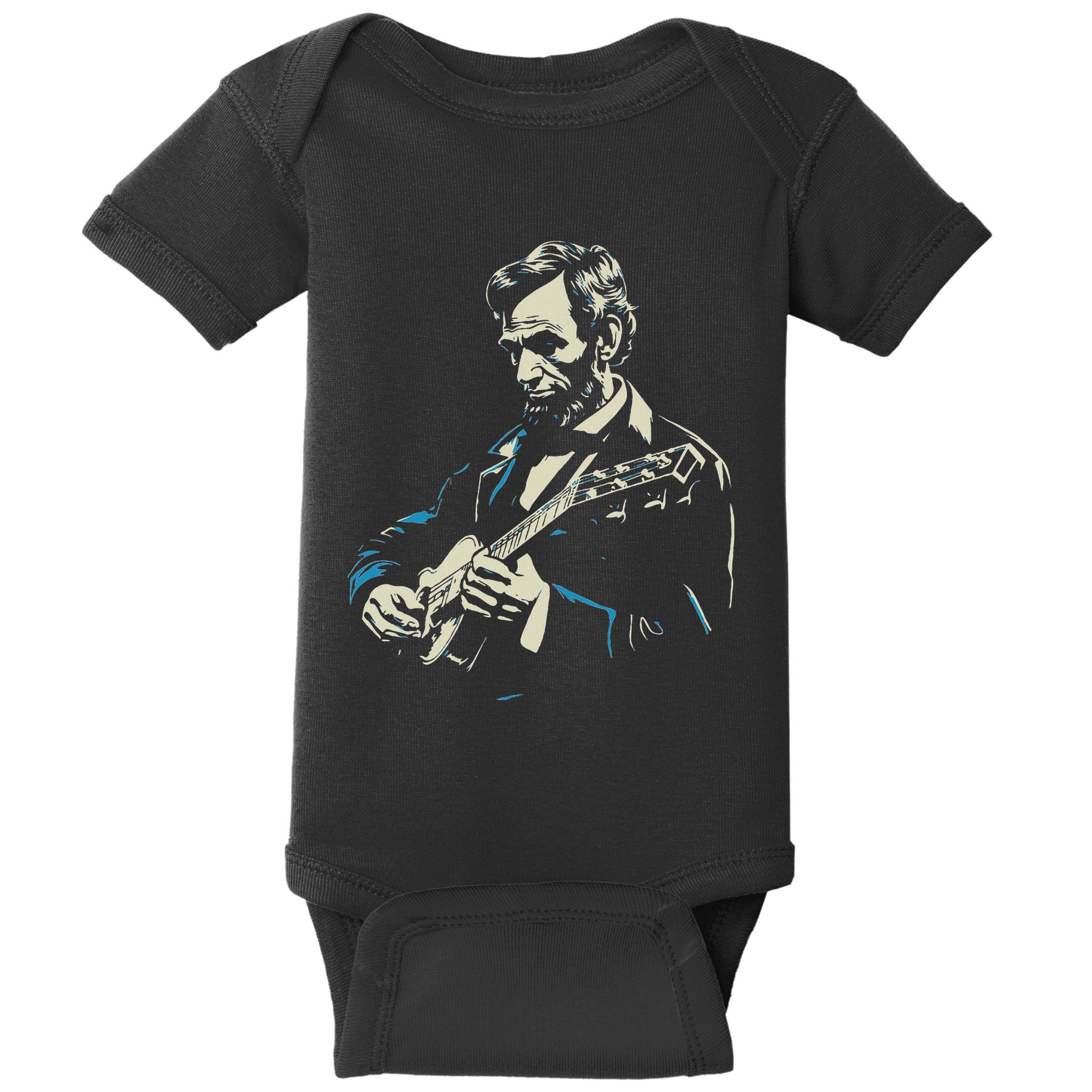 Abraham Lincoln Playing Guitar Retro Founding Fathers Baby Bodysuit